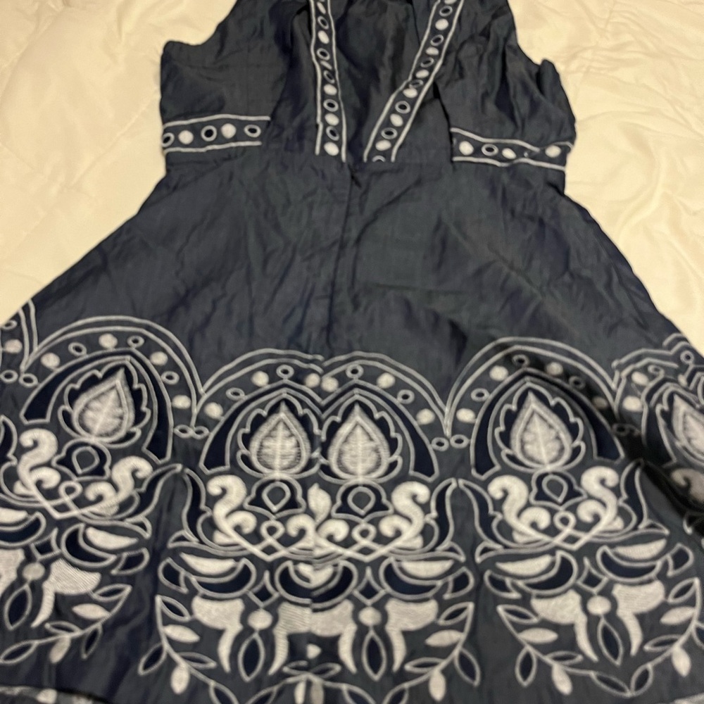 Embroidered denim dress
